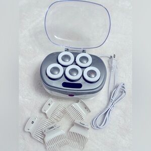 White Electric Hot Hair Rollers with Clips - Women Hair Tools